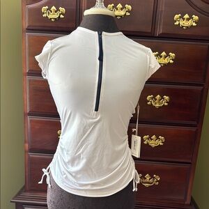 Carve Designs White and Blue Fitted Ruched Polo Swim Coverup